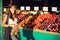 Woman buying fruits and vegetables, farmers market