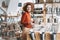 Woman buying products in plastic free grocery store