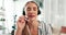 Woman, call center and headphones for remote work from home office with face, smile and tech support. Person, agent or