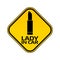 Woman car driver sticker. Female in automobile warning sign. Lady lipstick in yellow rhombus to a vehicle glass.