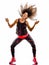 Woman cardio dancer dancing fitness fitness exercises isolated white background