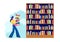 Woman Carry Big Heap of Book to Bookshelf in Public or Home Library Student Spend Time in Athenaeum or Archive Room with Bookcase