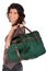 Woman carrying a weekend bag over her shoulder