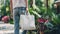 A woman carrying a white tote bag, White blank tote bags mockup