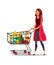 Woman with cart in supermarket vector illustration