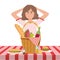 Woman cartoon having picnic design