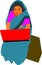Woman cartoon operating computer technology illustration