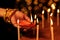 Woman Celebrating Diwali Night By Illuminating Candles