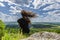 Woman celebrating yoga on the cliffs of Madara