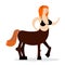 Woman centaur. Cheerful mythical creature. Fabulous horse