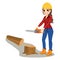 Woman Chainsaw Cutting Tree Wood