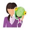 Woman with Chameleon Mask Flat Design Vector