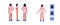 Woman character for animation, side, rear, front