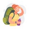 Woman Character with Backpack Looking Into the Distance Vector Illustration