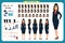 Woman character creation set. The stewardess, flight attendant. Icons with different types of faces and hair style,
