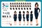 Woman character creation set. The stewardess, flight attendant. Icons with different types of faces and hair style, emotions,