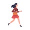 Woman Character Hurrying Running Fast Feeling Panic of Being Late Vector Illustration