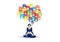 Woman character meditation with colorful Memory Palace , concept vector illustrator