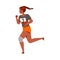 Woman Character Participating in Marathon Running in Sportswear with Number Vector Illustration