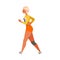 Woman Character Participating in Marathon Walking in Sportswear with Number Vector Illustration