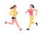 Woman Character Running in Sportswear and Trainers Engaged in Sport Training and Workout Vector Set