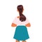 Woman Character Sitting on Chair Back View Working in Coworking Space Vector Illustration