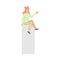 Woman Character on Top of Bar Climbing Up to the Goal Rising High Having Ambition Vector Illustration