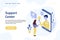Woman chatting with a chatbot flat design concept. Website header template