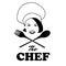 Woman Chef. Beautiful cook with wooden spoon and fork.