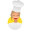 Woman chef icon female in cook hat vector