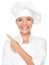 Woman chef pointing