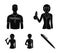 Woman chemist, football player, hotel maid, singer, presenter.Profession set collection icons in black style vector