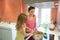 Woman and child cooking together in the kitchen