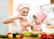 Woman and child preparing healthy food together