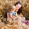 Woman and child in wheat field