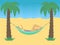 Woman chilling in hammock on beach vector illustration