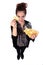 Woman with chips on white background