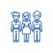 Woman choice, friends, man relations line icon concept. Woman choice, friends, man relations flat vector symbol, sign