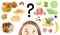 Woman choose between fast food or healthy fruits