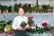 Woman chooses Cyclamen plant