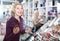 Woman choosing face powder