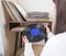 Woman choosing vinyl records at home for listening