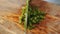 Woman chop green bell pepper