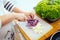 Woman chopping onions