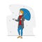 Woman City Dweller Character Hold Umbrella Catching Rain Drops Falling from Sky. Spring or Autumn Rainy Season Weather