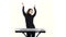 Woman claps her hands on electronic piano playing. Slow motion