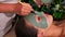 Woman with clay facial mask in beauty spa.