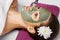 Woman with clay facial mask   in beauty spa. Skincare. Beauty Co