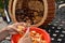 A woman clean and prepared mushrooms