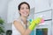 Woman cleaning kitchen adult woman washing house